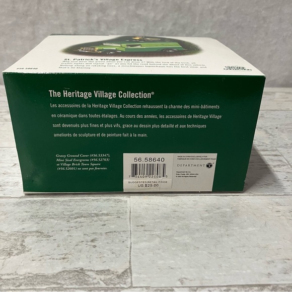 Dept 56 St PATRICKS Day Village Express #58640 Heritage Collection ORIGINAL BOX - Picture 12 of 12